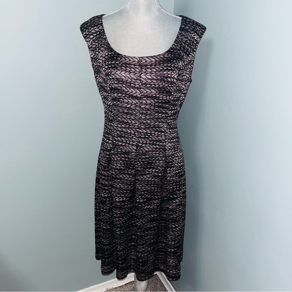 NINE WEST KNIT fit and flare COCKTAIL DRESS sleeveless wedding guest size 10
